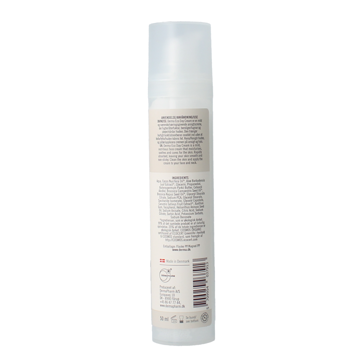 Derma Eco Day Cream in 50ml jar, facial skincare product with smooth texture and gentle formula for daily skin hydration.