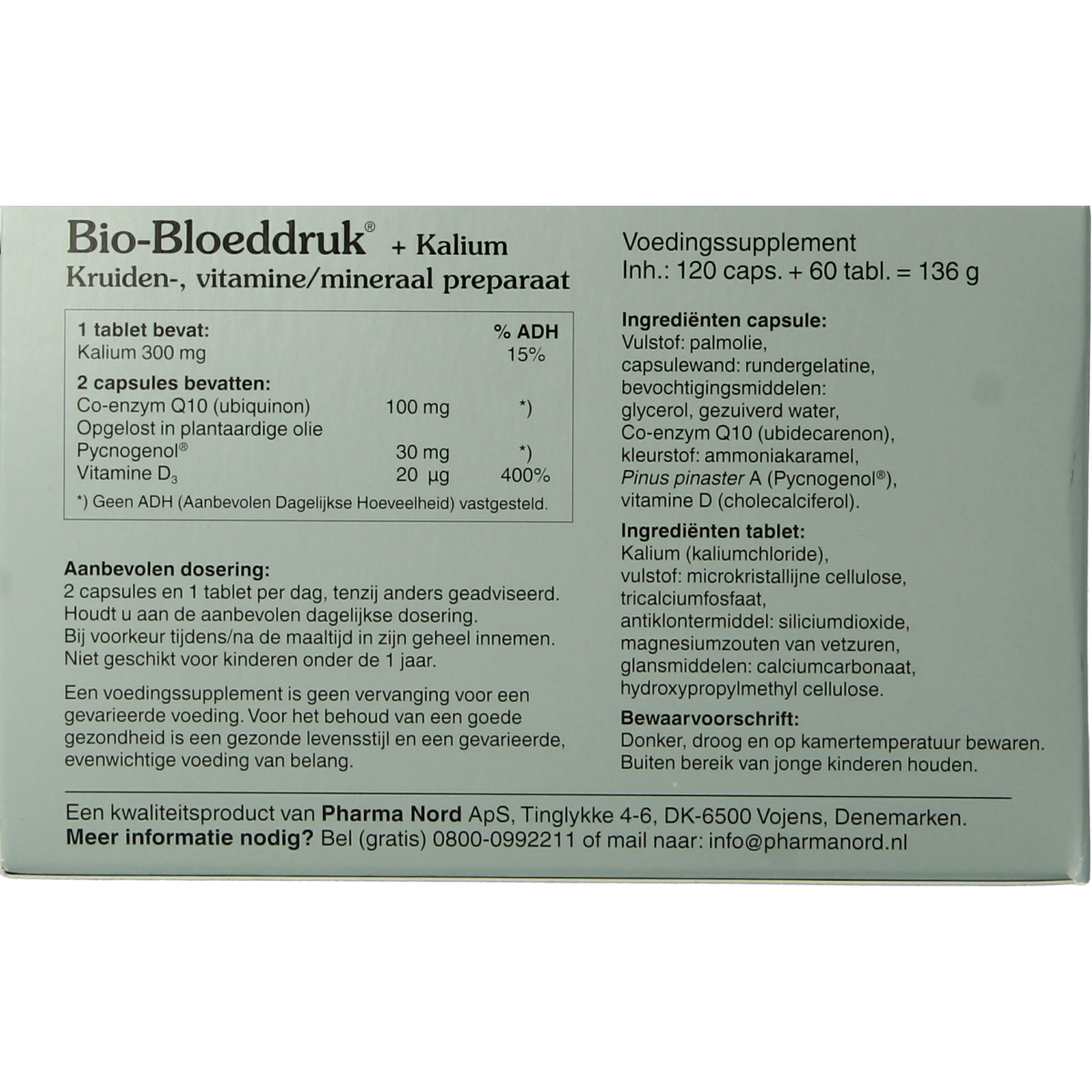 Pharma Nord Bio bloeddruk & kalium mineral supplement with 120 capsules and 60 tablets, supporting blood pressure and potassium levels.
