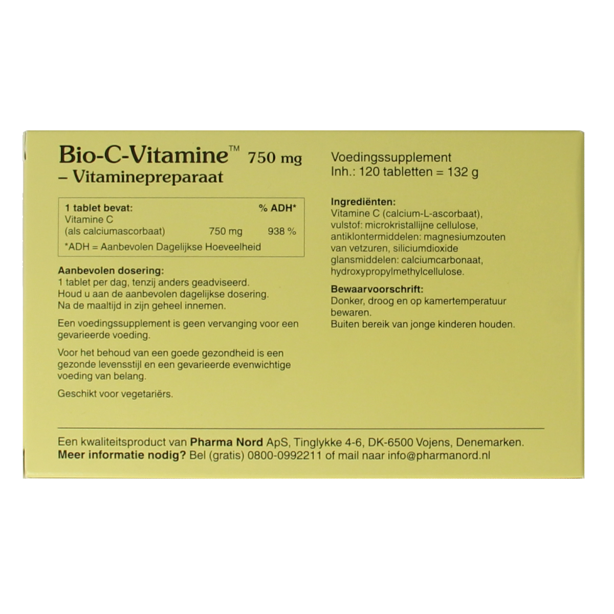 Pharma Nord Bio C vitamin tablets, 120 count, close-up of the bottle with tablets and label visible.