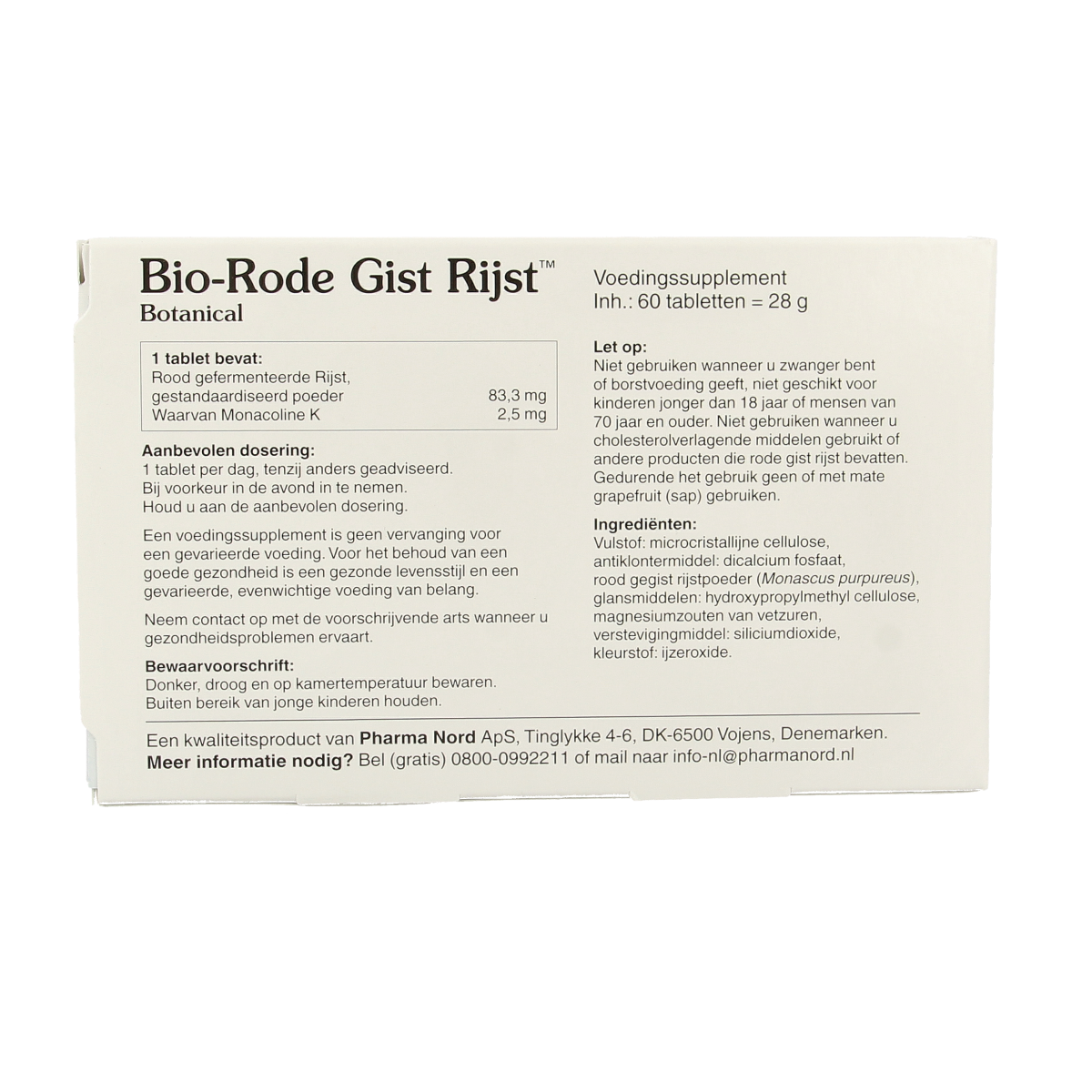 Pharma Nord Bio Rode Gist Rijst supplement in a bottle of 60 tablets, herbal supplement for health and wellness.