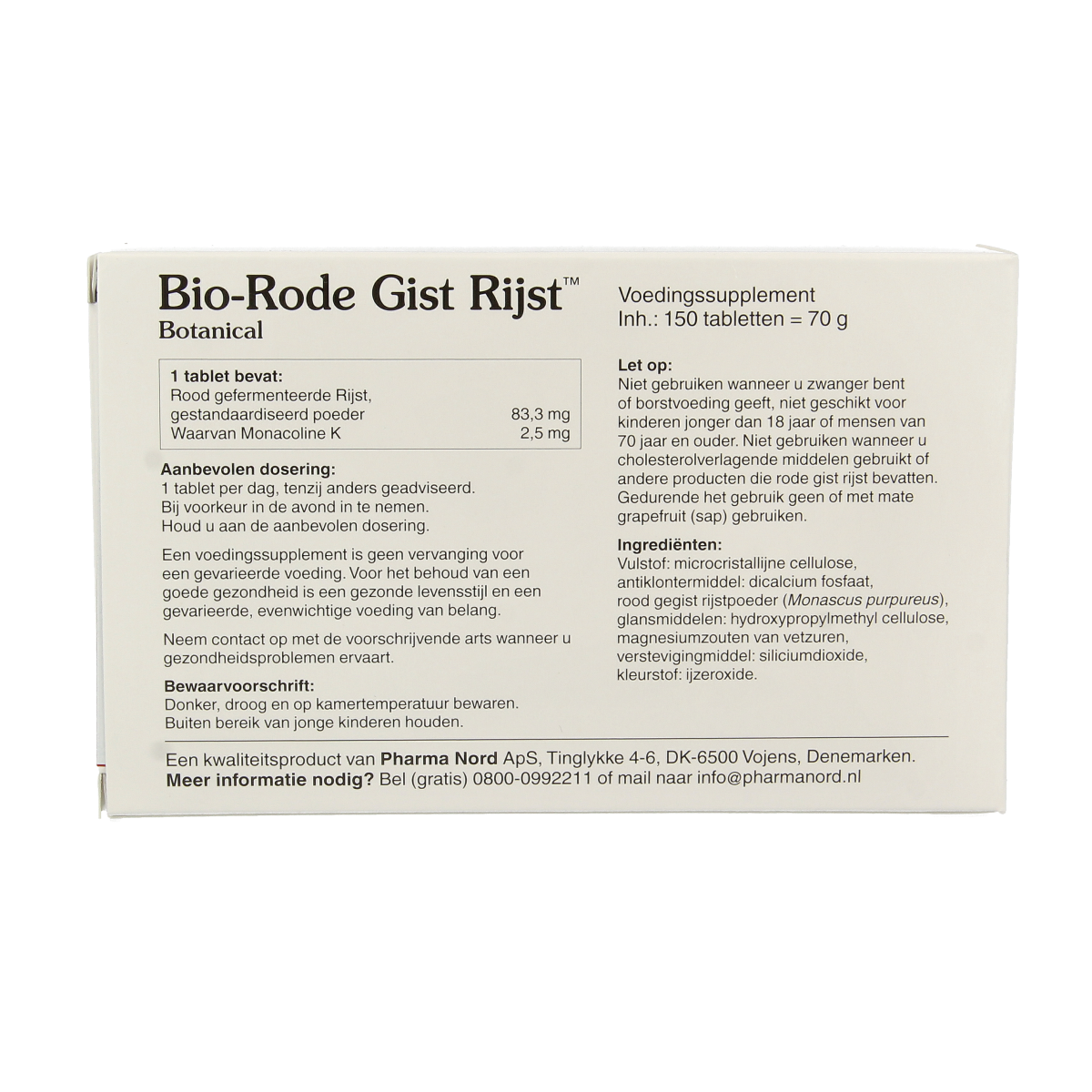Pharma Nord Bio Rode Gist Rijst tablets, herbal supplement in a blister pack, shown in the image.