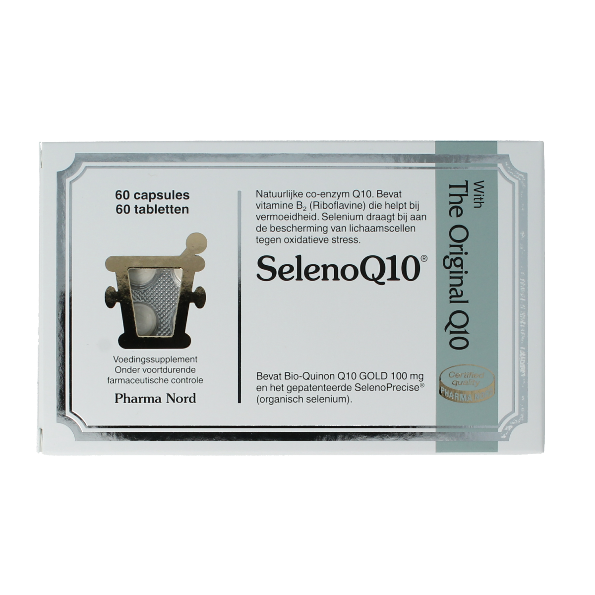 Pharma Nord Seleen Q10 mineral supplement capsules and tablets, 60 capsules and 60 tablets, dietary supplement product.
