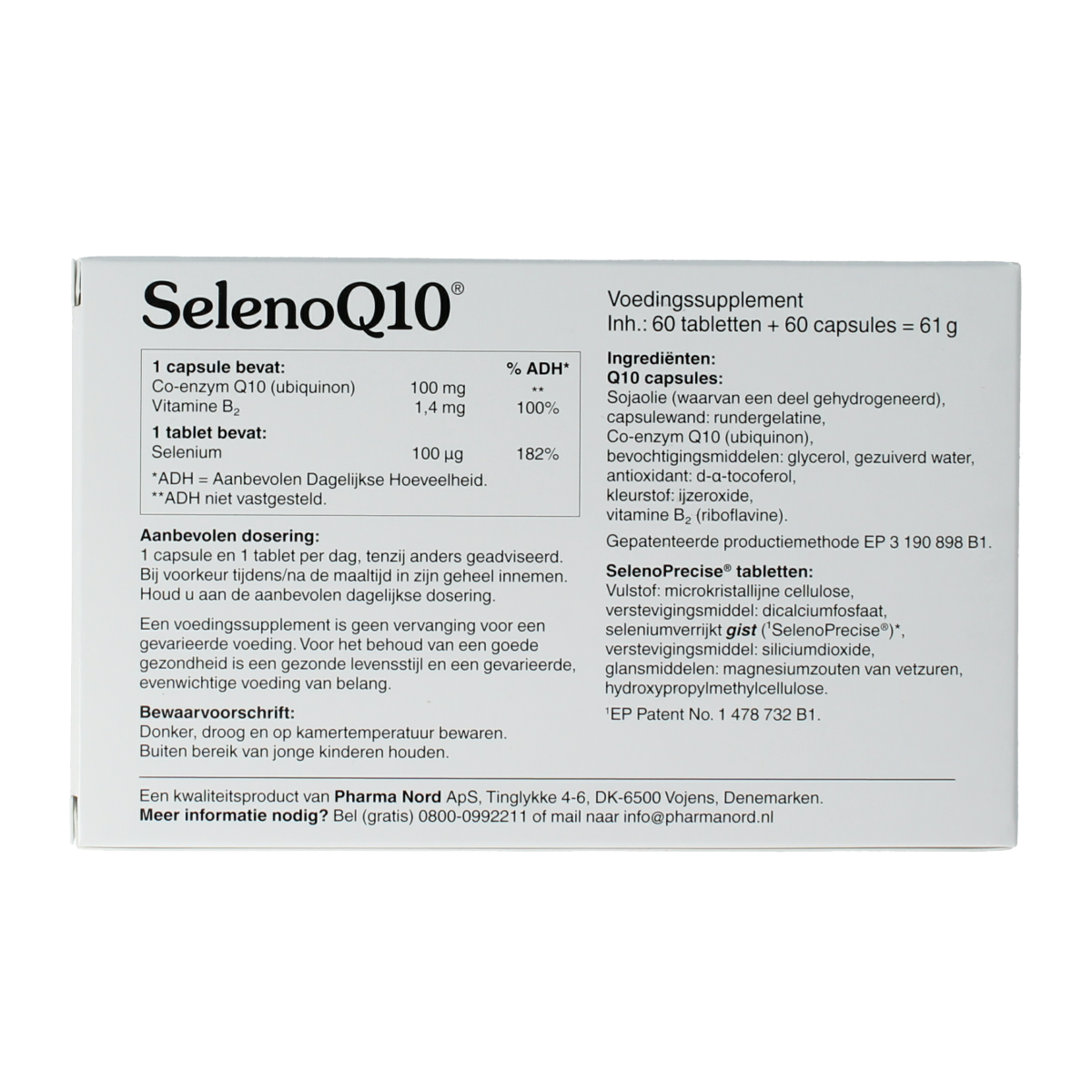 Pharma Nord Seleen Q10 mineral supplement capsules and tablets, 120 total, in a natural health product image.