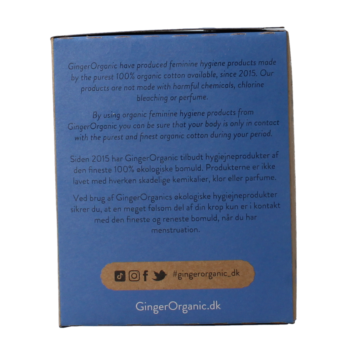 Organic Ginger women's night pad with wings, 10-pack, for comfortable overnight protection, part of Ginger Organic feminine hygiene products.