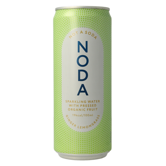 NODA Ginger Lemongrass bio drink in 330ml bottle, natural herbal beverage with ginger and lemongrass ingredients.