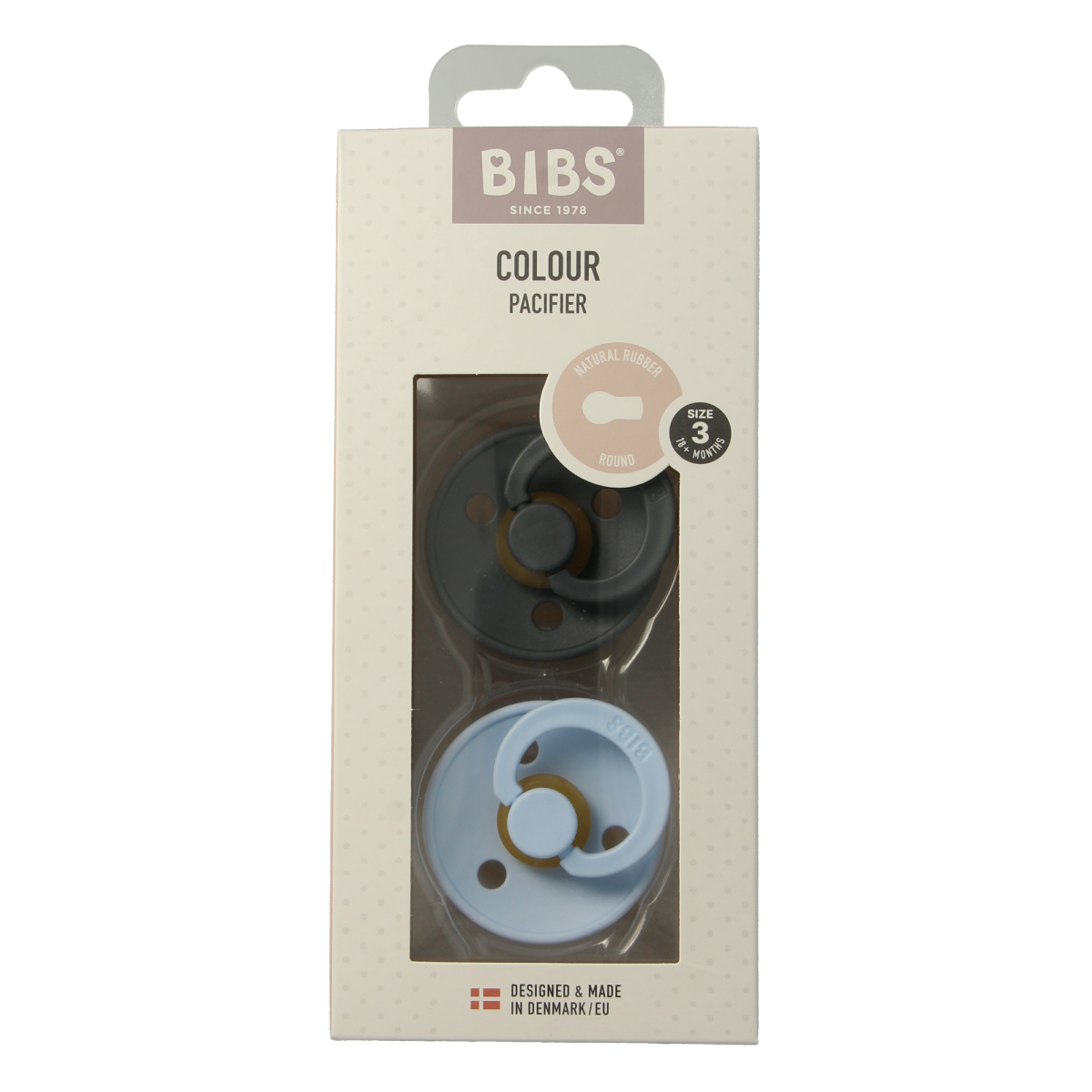 Set of two Bibs Fopspeen maat 3 baby blue pacifiers for babies and toddlers, featuring soft silicone and ergonomic design.