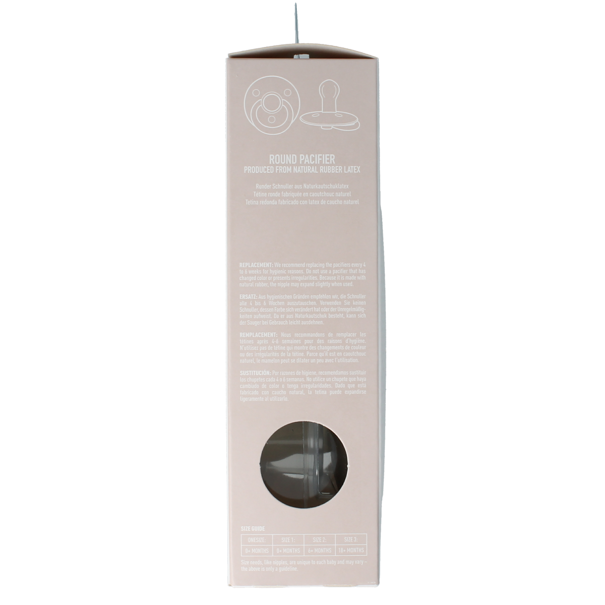 Two-pack of Bibs vanilla and dark oak size 3 baby pacifiers, soft silicone nipple for infants, in a clear packaging.