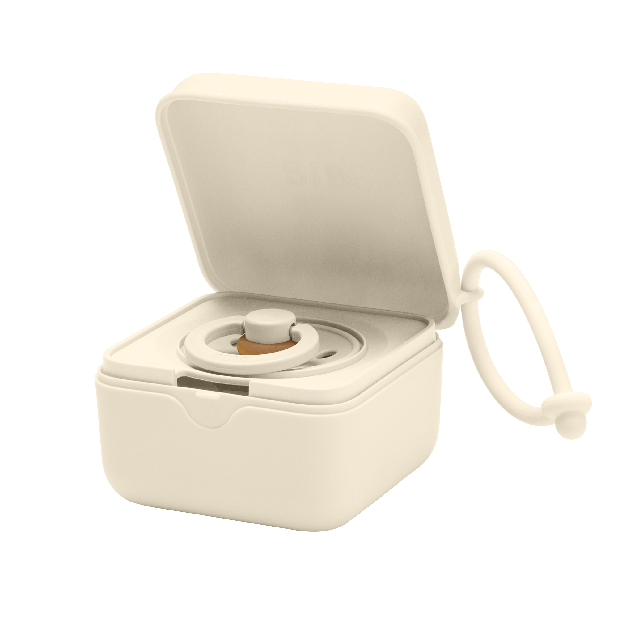 Bibs Baby pacifier box in ivory, containing one set of baby pacifiers with feeding accessories in a sleek package