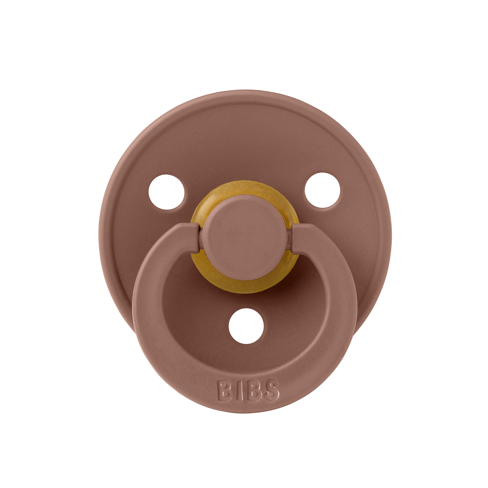 Bibs Fopspeen anatomical maat 1 in blush and woodstock, two pacifiers designed for babies, with soft silicone nipples.