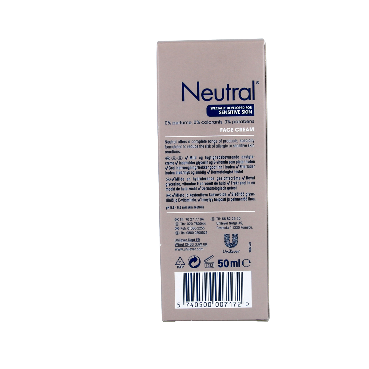 Neutral face day cream in a 50ml jar, featuring a smooth, neutral-colored skincare product for daily facial moisturizer.