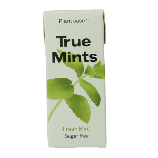 True Mints Fresh mint sugar-free candies in a 13-gram package, featuring bright green mints and colorful packaging.