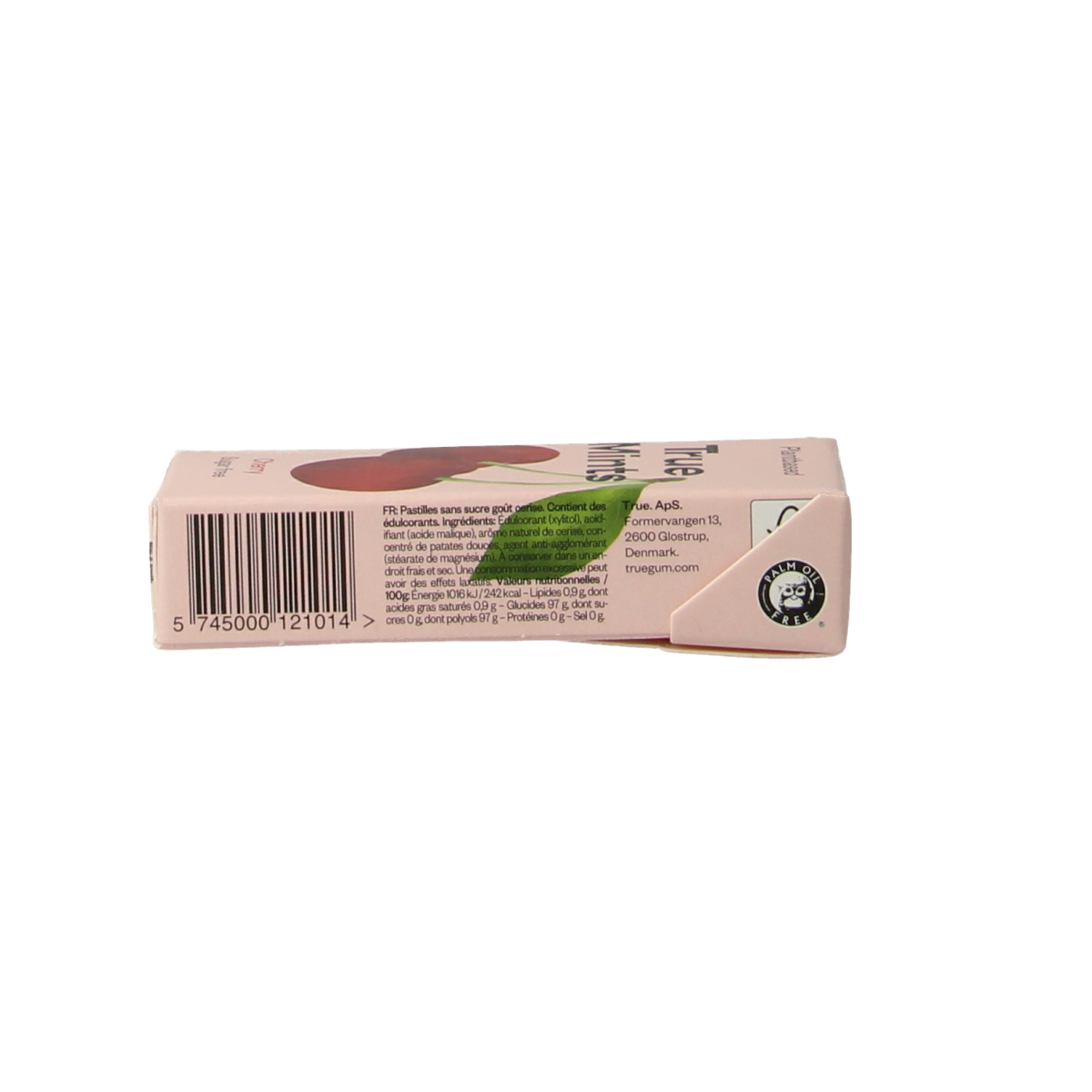 True Mints Cherry sugar-free candies in a 13g packet, featuring bright red cherry-flavored sweets from the True Mints brand.