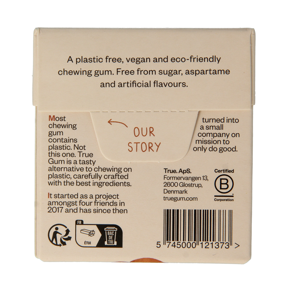 True Gum Cinnamon sugar-free candy in 21g pack, featuring cinnamon-flavored chewy gum from True Gum.