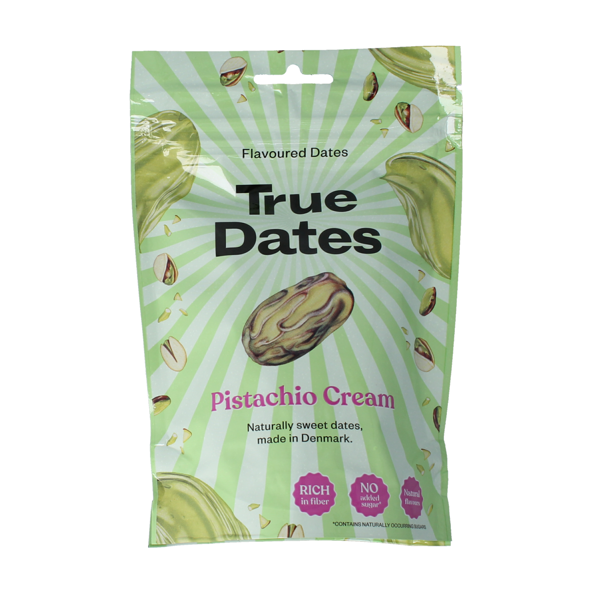 True Dates Pistachio Cream 100g jar, creamy spread with dates and pistachios, labeled as aardappelen groente en fruit on packaging