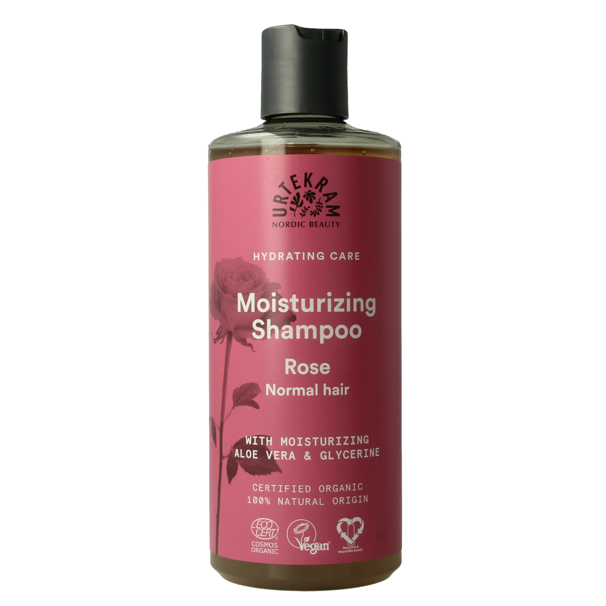 Urtekram roze shampoo voor normaal haar, 500 ml, haarverzorging met rozengeur en zachte reiniging voor dagelijks gebruik