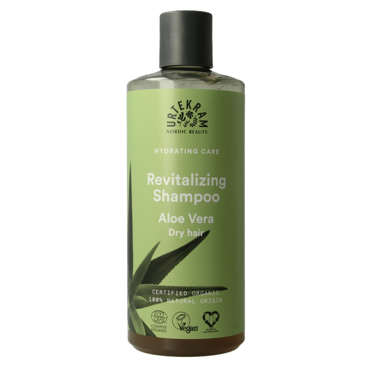 Urtekram aloe vera shampoo for dry hair, 500ml, natural hair care product with soothing aloe vera extract.