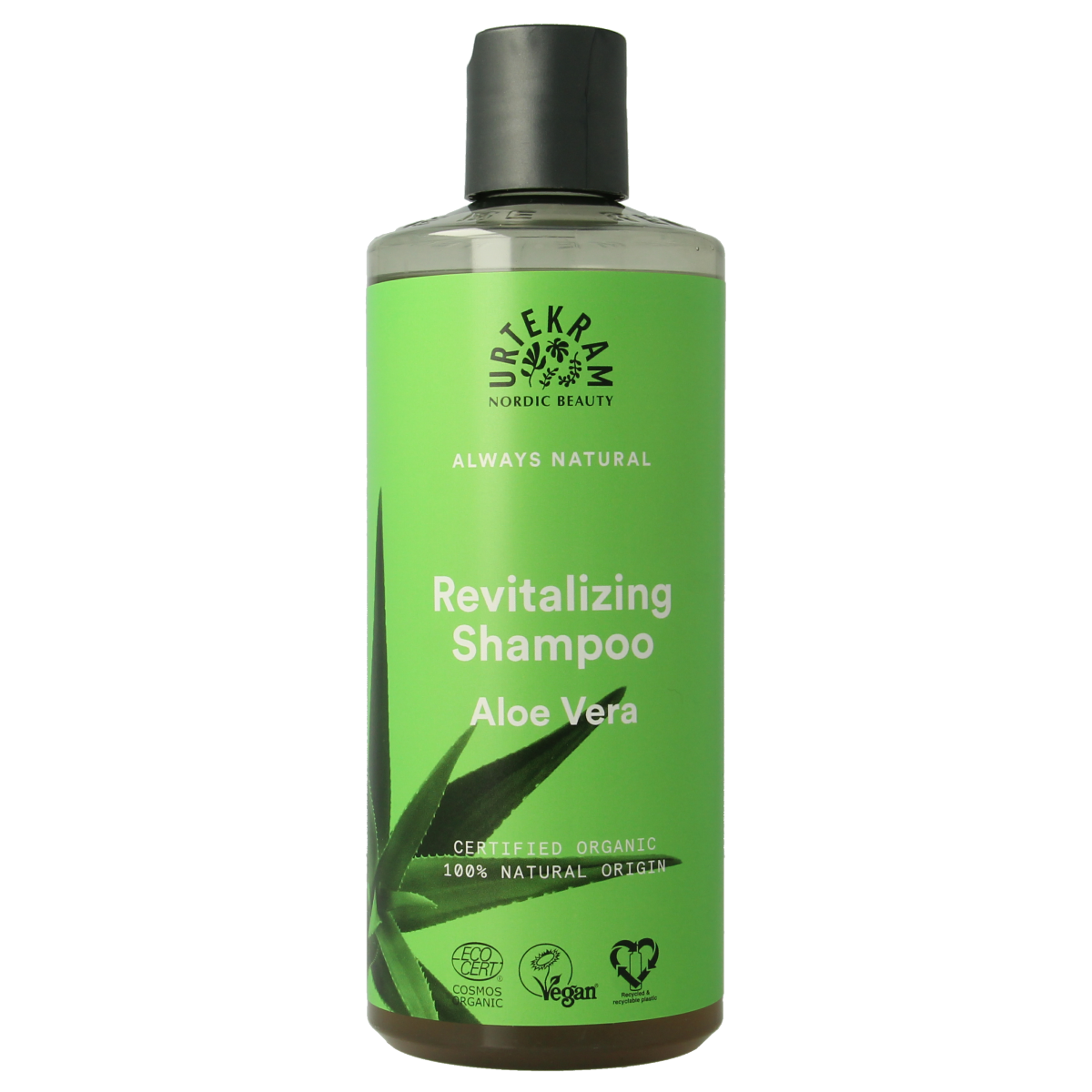 Urtekram Aloe Vera Shampoo for normal hair, 500ml, nourishing hair care product with natural ingredients.