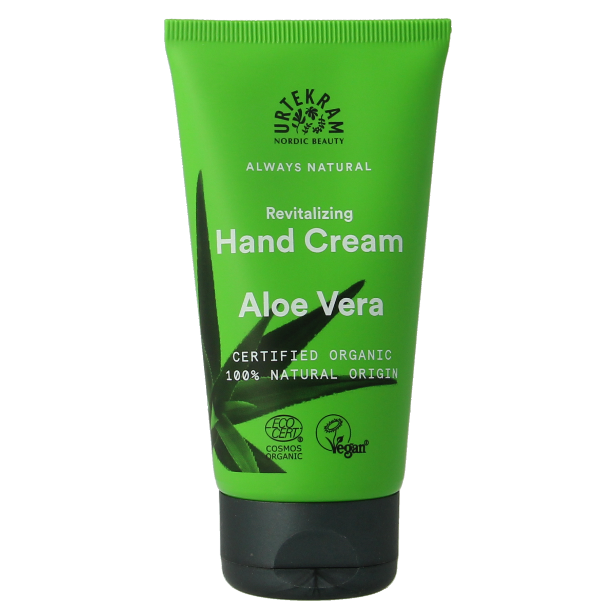 Urtekram aloe vera hand cream in 75ml tube, hand skincare product with natural aloe vera for moisturizing and nourishing hands.
