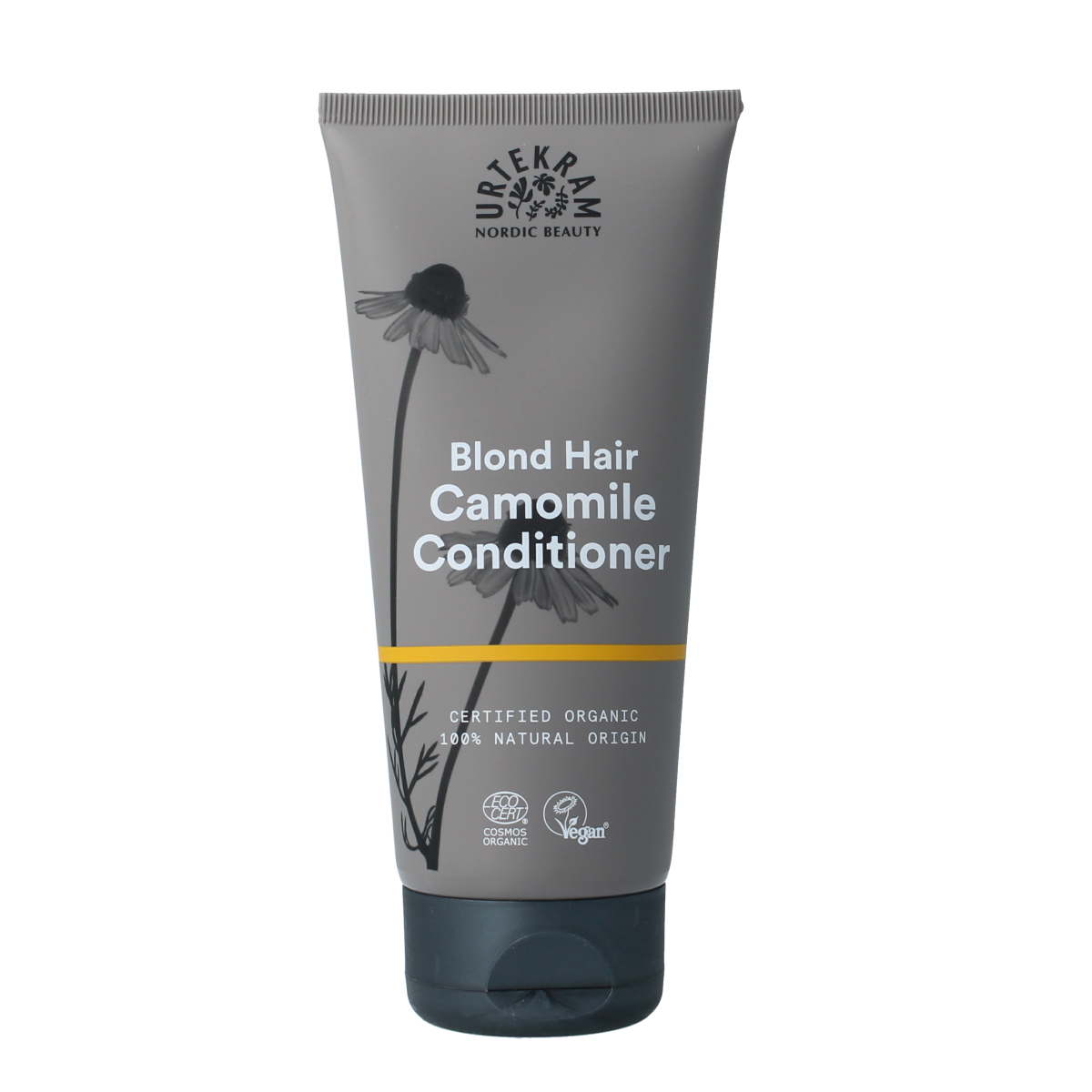 Urtekram Kamille Conditioner for hair care, 180ml bottle with natural chamomile ingredients, suitable for nourishing hair.