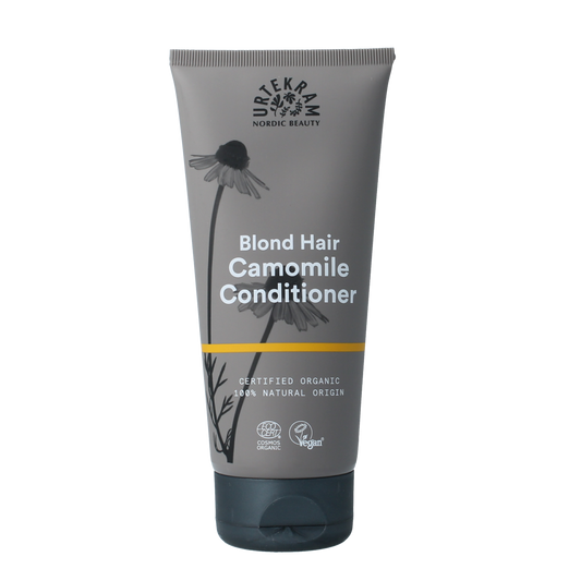 Urtekram Kamille Conditioner for hair care, 180ml bottle with natural chamomile ingredients, suitable for nourishing hair.