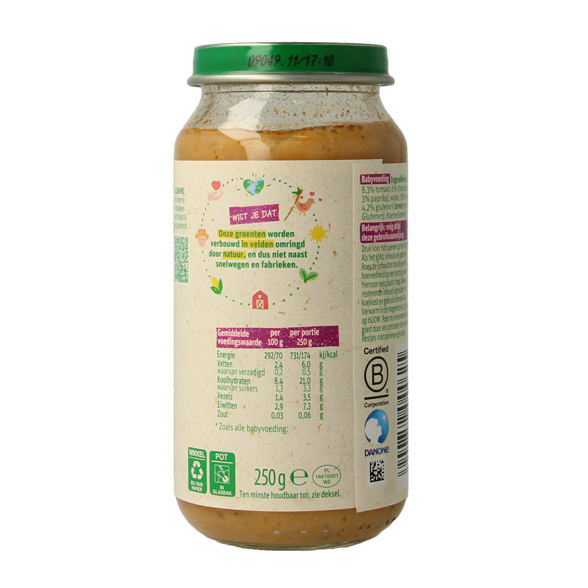 Olvarit baby food stamppot with carrot and turkey, 250g jar, suitable for babies and toddlers, creamy vegetable and meat puree