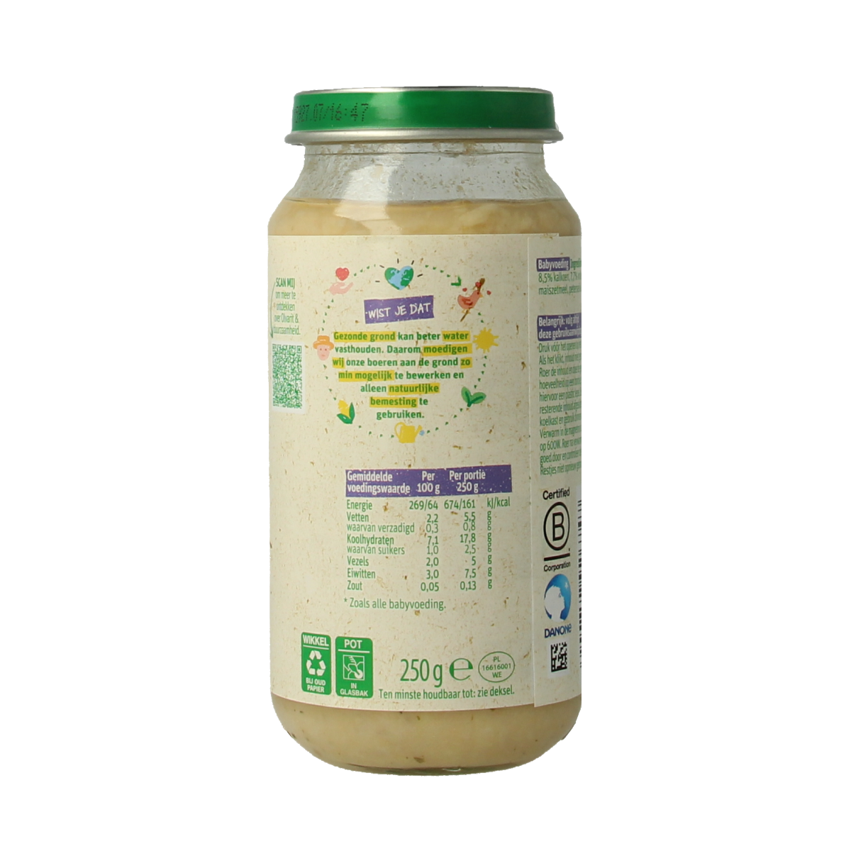 Olvarit baby food with cauliflower, turkey, and potatoes in a 250g jar, suitable for toddlers and young children.