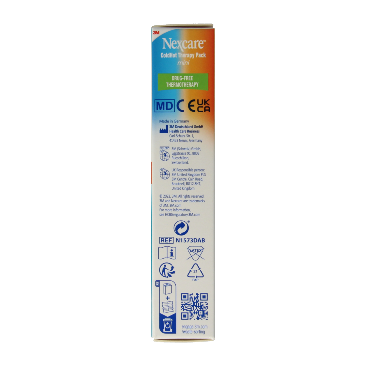 Nexcare Cold Hot Pack Mini 11x12cm warm and cold compress for pain relief, shown in a close-up image.