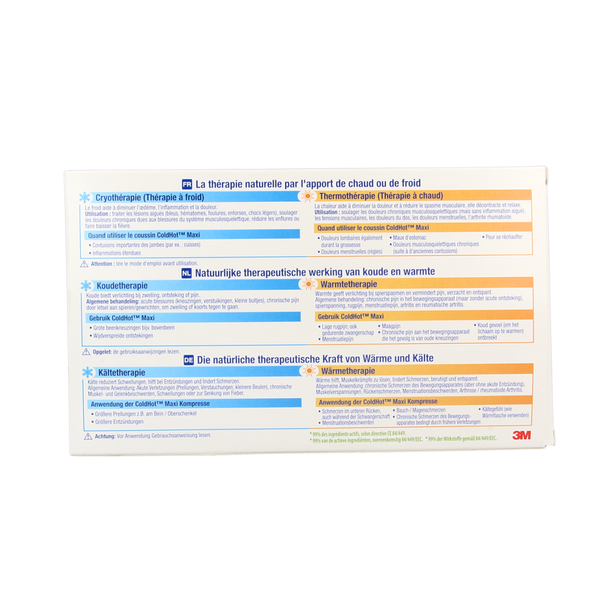 Nexcare Cold hot pack maxi 300x195mm with cover, used for cold and hot compress therapy.