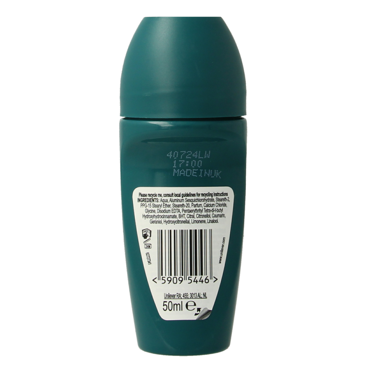 Rexona men's cobalt dry deodorant roller, 50ml, with a blue and white packaging design for effective odor control.