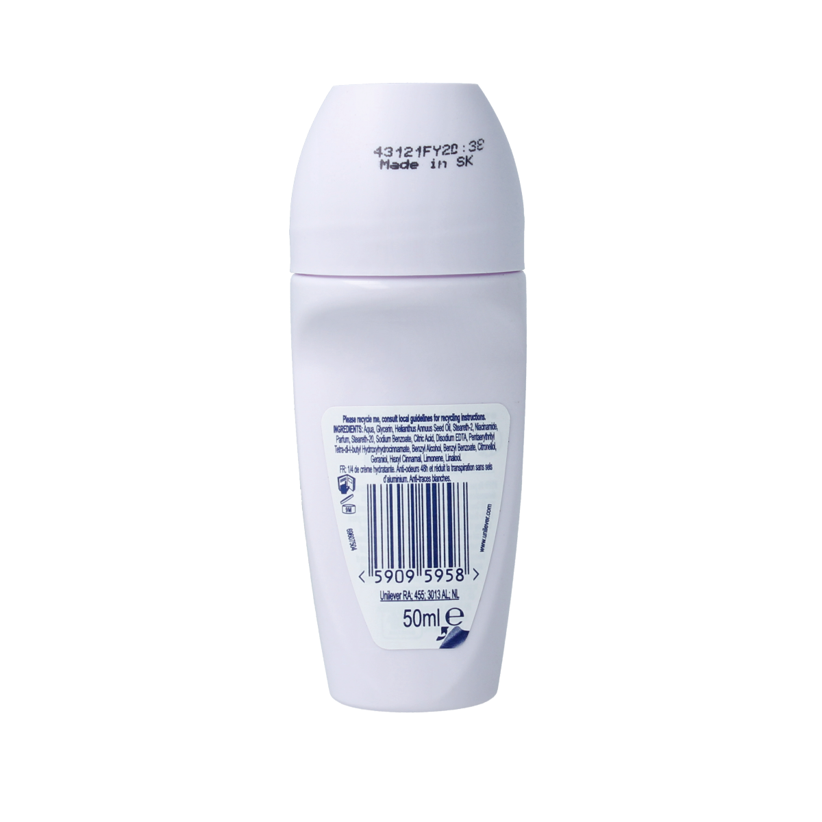 Dove Invisible Care 0% deodorant roller, 50ml bottle, smooth application for underarm freshness and odor protection