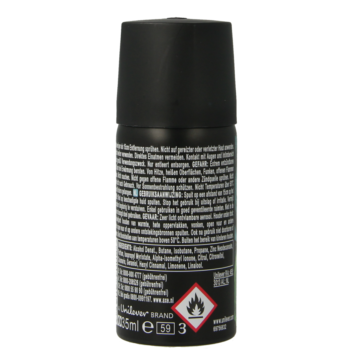 AXE Aqua Bergamot deodorant bodyspray in 35ml spray bottle, part of AXE men's body care collection.