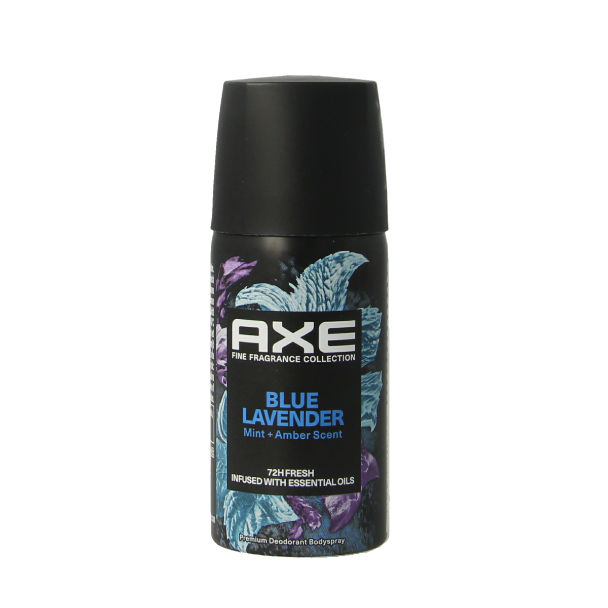 AXE Blue Lavender deodorant bodyspray in 35ml spray bottle with blue and lavender design and cap.