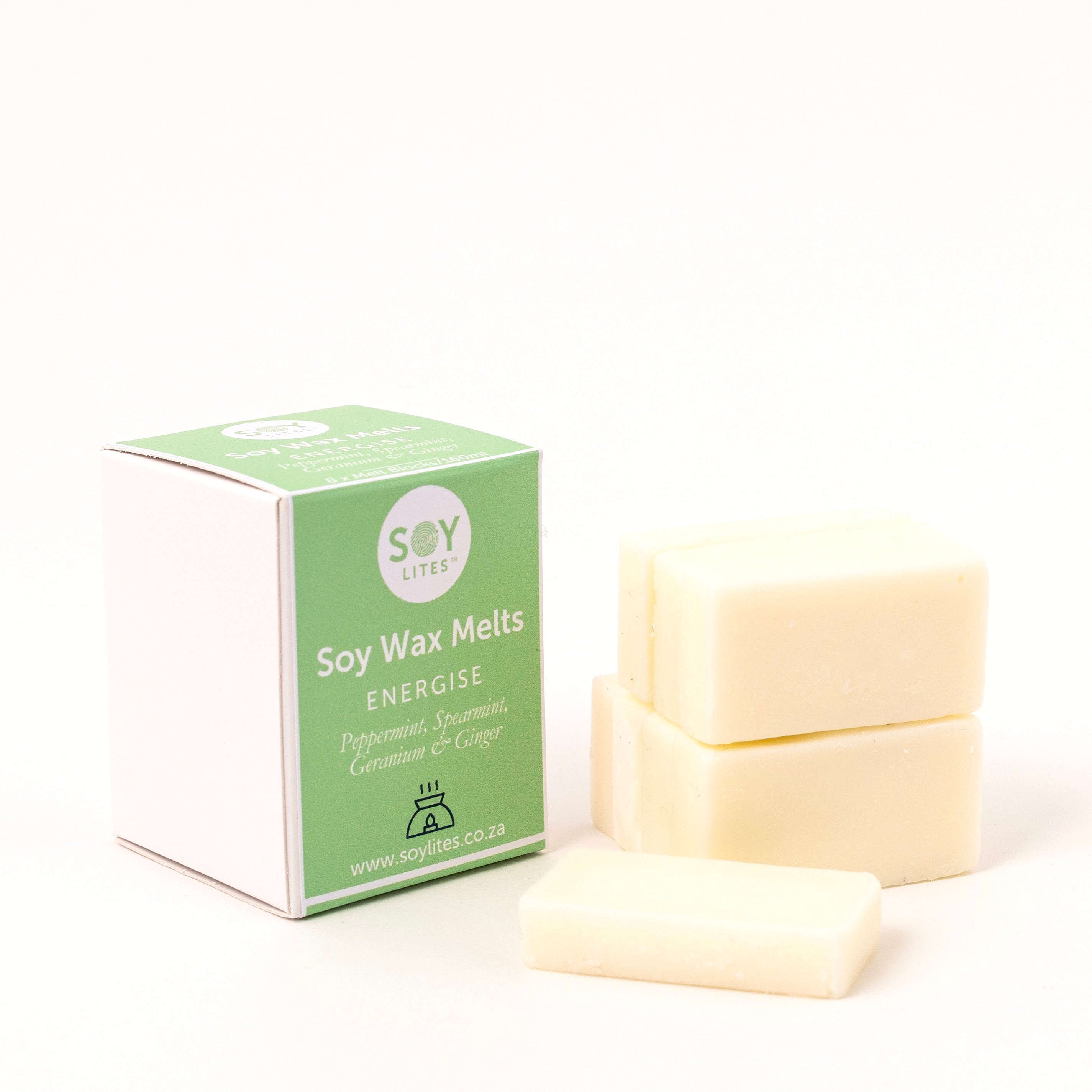 Soylites Soja wax melts energise set of 8, natural soy candles with vibrant packaging and colorful wax squares.
