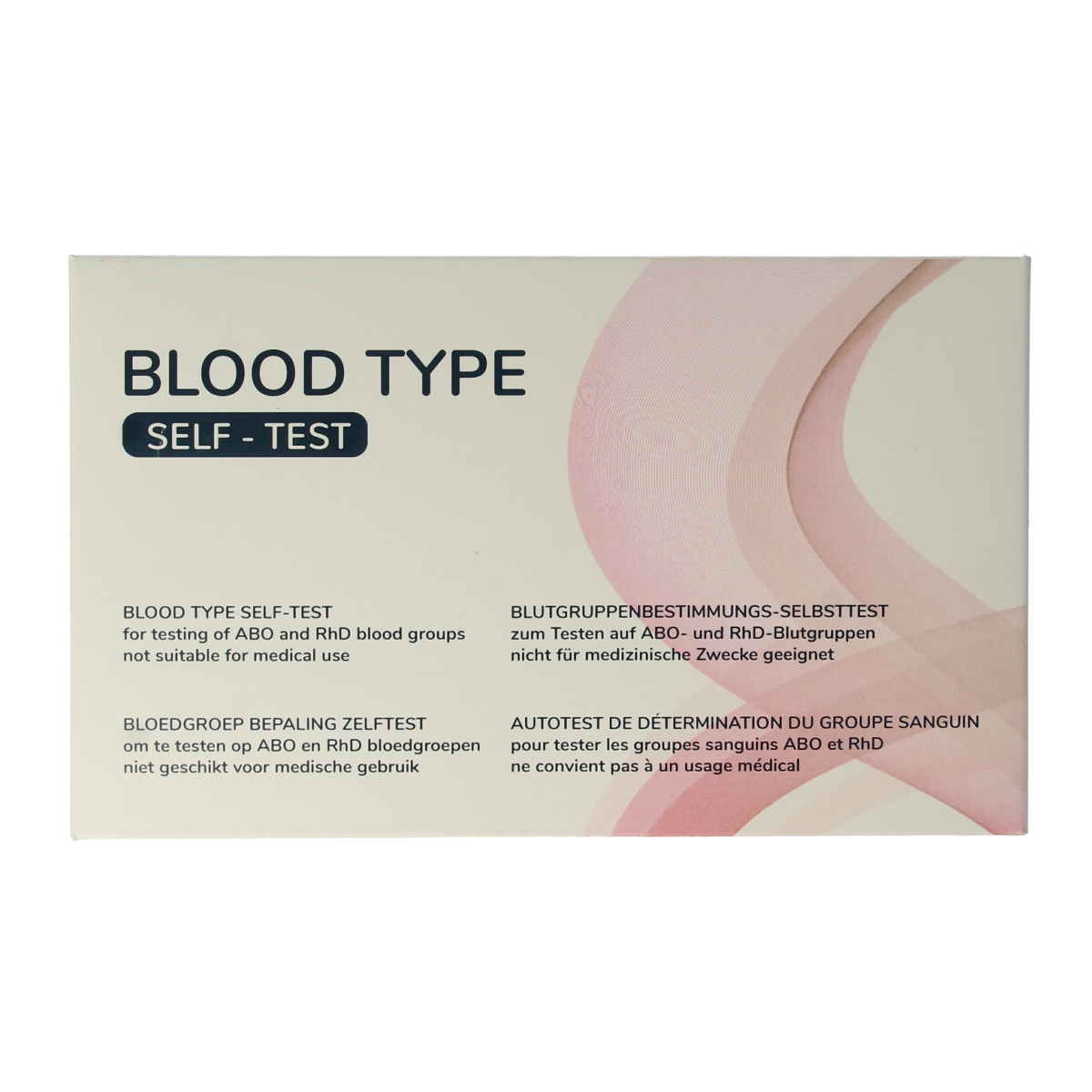 The Tester blood group test kit in a small box, designed for at-home blood group testing and self-testing purposes.
