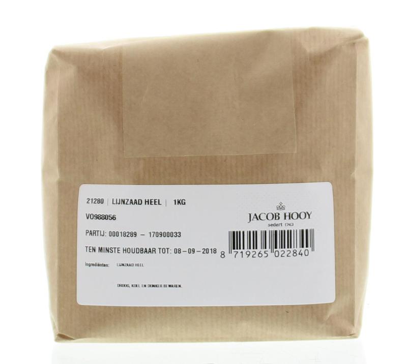 Jacob Hooy linseed in a 1kg bag, natural herbal seed from the kruiden, zouten en maaltijdmixen category.