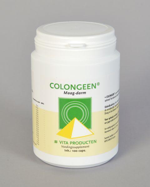 Vita Colongeen herbal supplement capsules in a bottle, natural remedy by Vita for wellness and herbal health support.