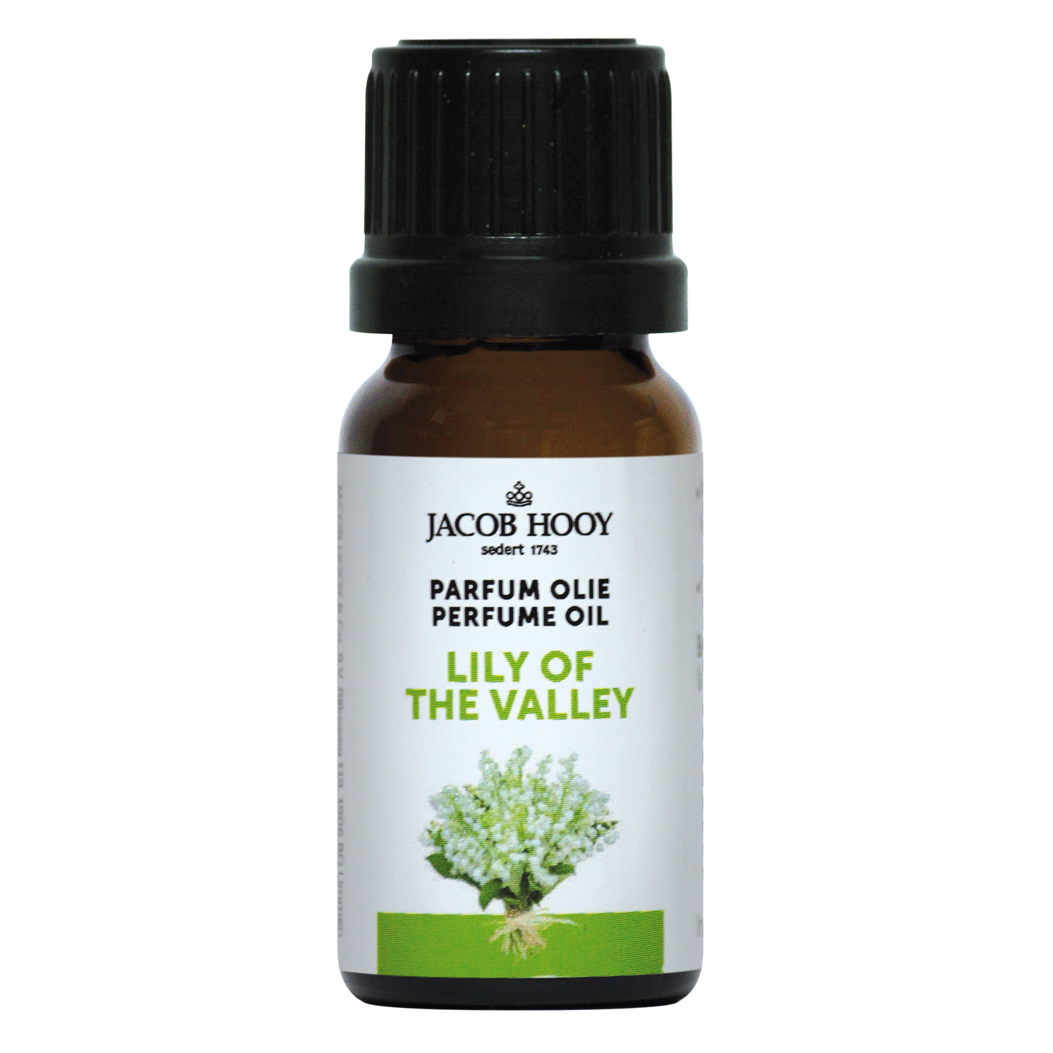 Jacob Hooy Lelietje van Dalën parfumolie in 10ml, a natural essential oil bottle with a clear label and dropper cap.