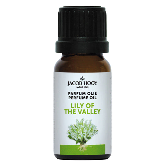Jacob Hooy Lelietje van Dalën parfumolie in 10ml, a natural essential oil bottle with a clear label and dropper cap.