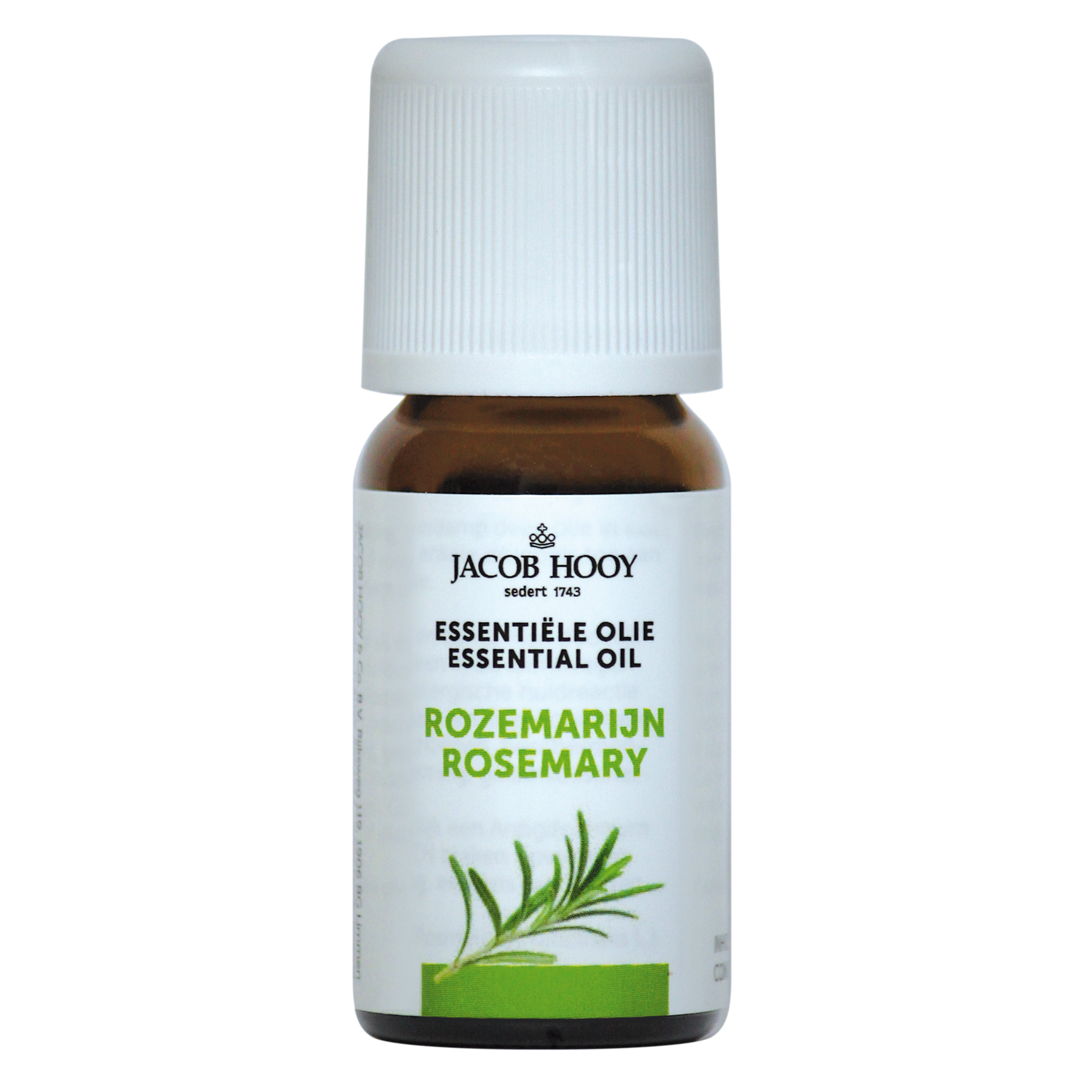 Jacob Hooy rosemary essential oil in a 10ml bottle, natural herbal oil from the Jacob Hooy etherische oliën collection.