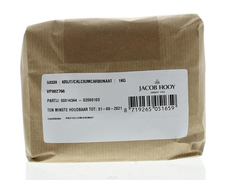 Jacob Hooy calcium carbonate cleaning product in a 1kg package, used for household cleaning and stain removal.