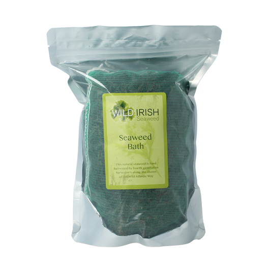 Wild Irish Zeewier bath and shower product in 200g package, featuring natural seaweed ingredients and eco-friendly packaging.