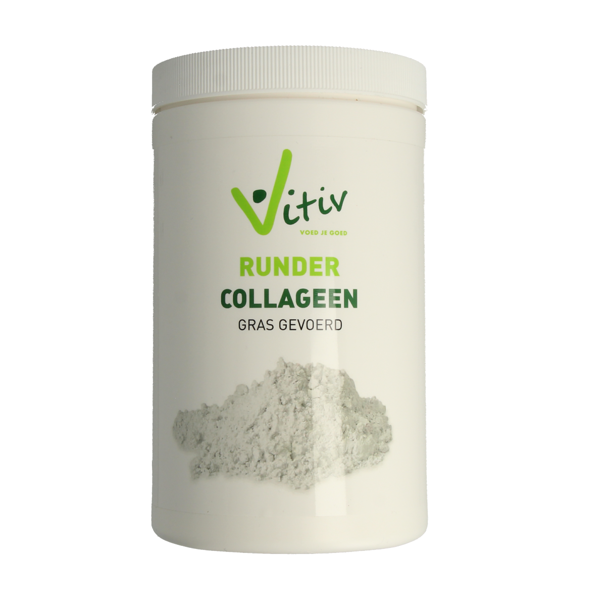 Vitiv Rundercollageen grasgevoerd voedingssupplement, 500g, with gelatinous texture and natural beef collagen appearance.