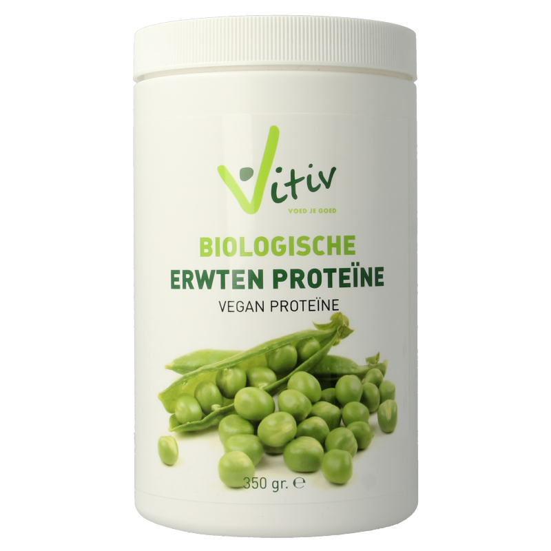 Vitiv Erwten proteïne 80% vegan bio aminozuren supplement in 350g package, natural green pea protein powder.