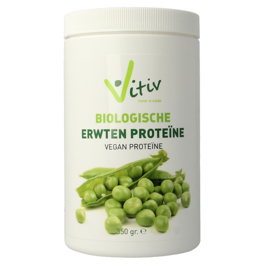 Vitiv Erwten proteïne 80% vegan bio aminozuren supplement in 350g package, natural green pea protein powder.