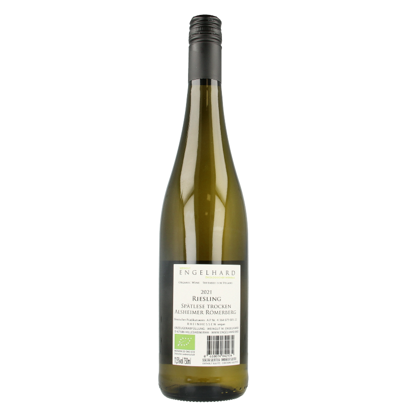Bottle of Wein Engelhard Riesling Spätlese Trocken Wit organic white wine, 750ml, with a clear label and elegant design.