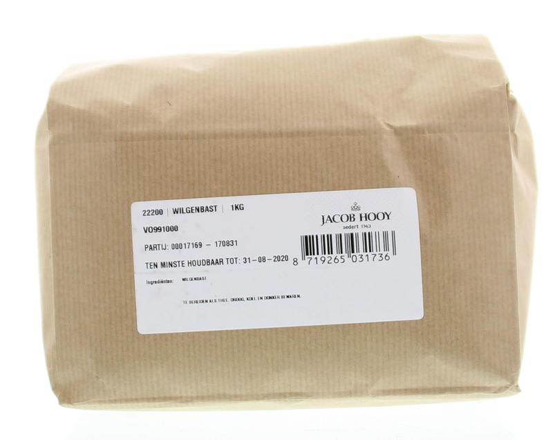 Jacob Hooy Wilgebast herbal mixture in a 1 kg package, part of kruiden, zouten en maaltijdmixen collection, shown in the image.