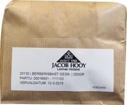 Jacob Hooy Berberisbast, sliced herbal mix in a 250g package, used in traditional kruiden and meal preparations.