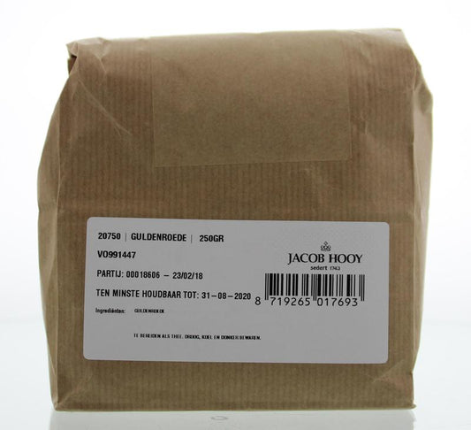 Sliced Jacob Hooy Guldenroede herbal spice mix in 250g package, used for seasoning and cooking in the kitchen.