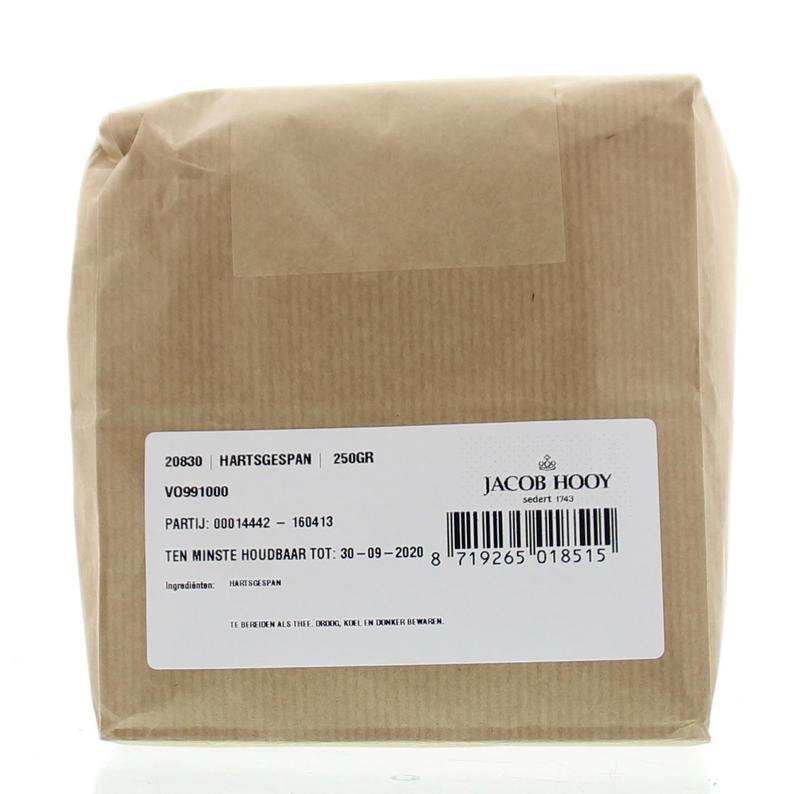 Jacob Hooy Hartgespan herbal mix in a 250g package, part of kruiden, zouten en maaltijdmixen products, shown in the image.