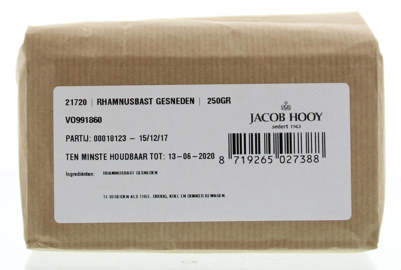 Jacob Hooy Rhamnusbast gesneden, 250g, kruidenspeciaalheid, natuurlijke rhamnusbast voor kruiden en maaltijdmixen.